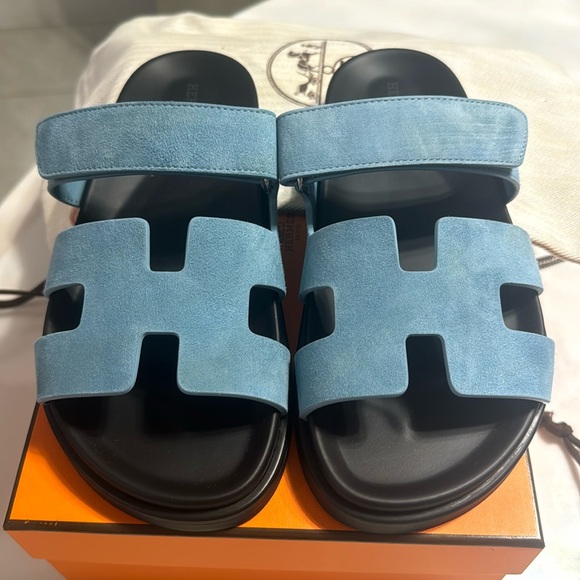 Hermes Chypre sandal blue mineral 38.5 . 100% Authentic never been worn! - Picture 2 of 8